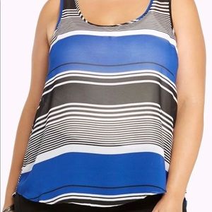 Torrid Plus Size Blue, Black And White Striped Sheer Tank Top - Size 4X